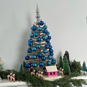 Vintage Christmas Glass Ornaments 3 Boxes of 12 vintage Santa’s Land Blue Orna…